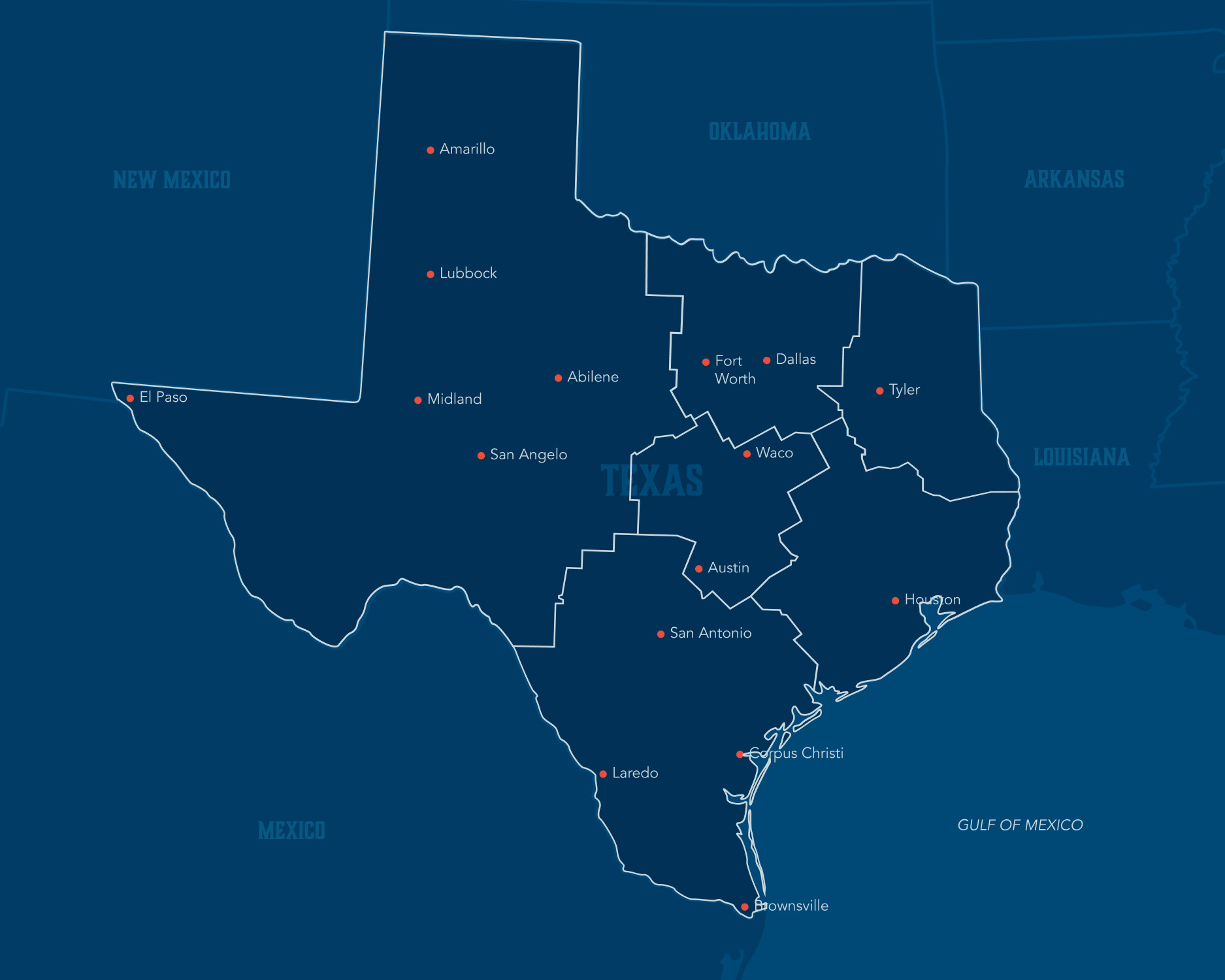 Map of Texas Regions