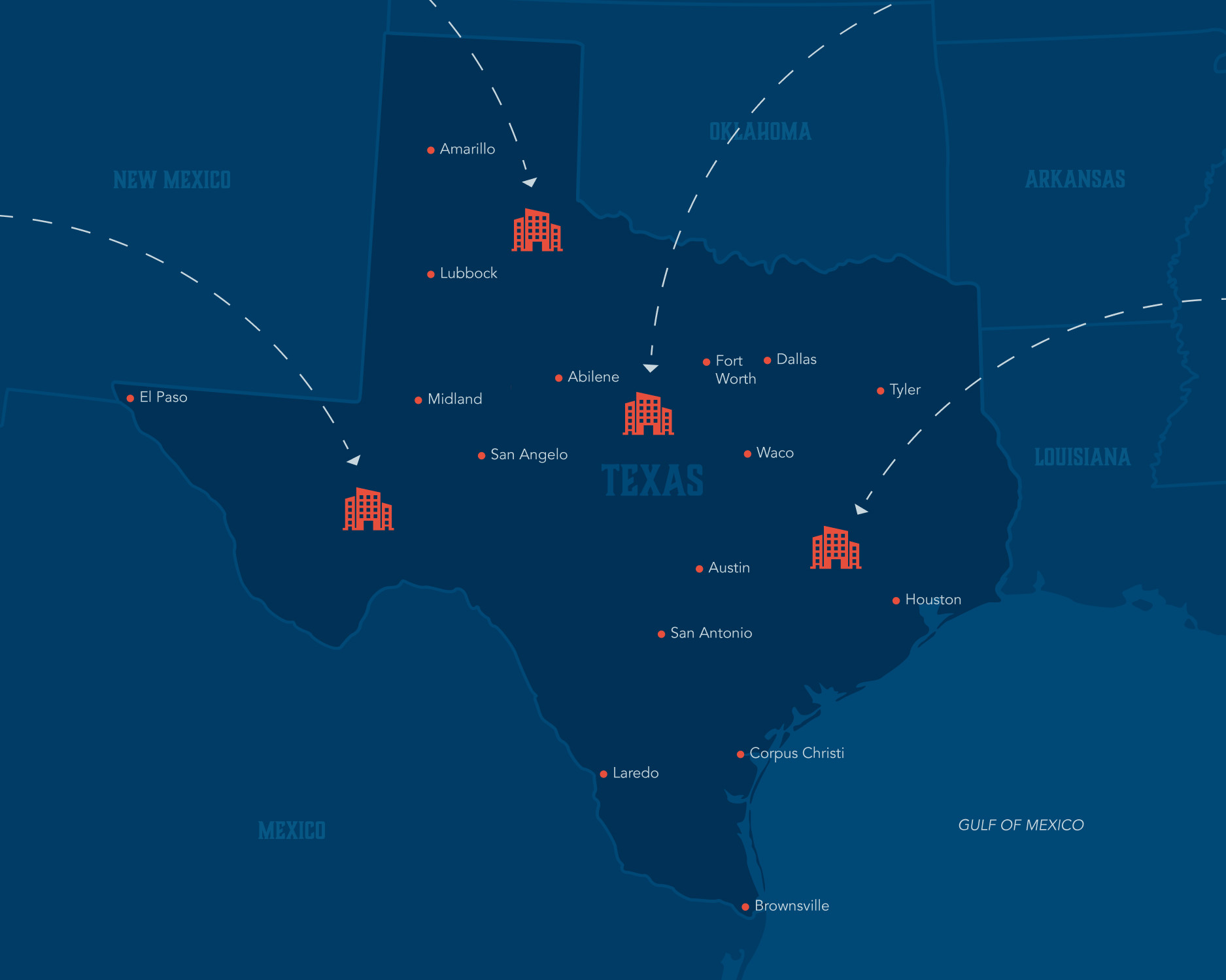 Map of Texas Relocation