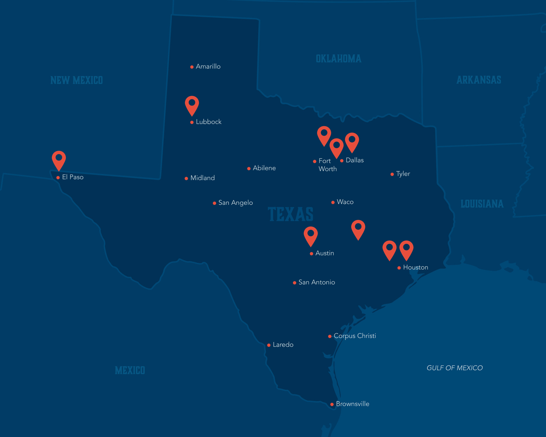 Map of Texas Universities